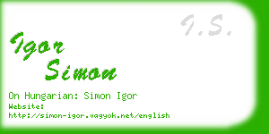 igor simon business card